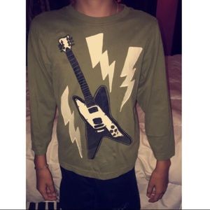 Boys Army Green Long Sleeve Guitar Shirt
